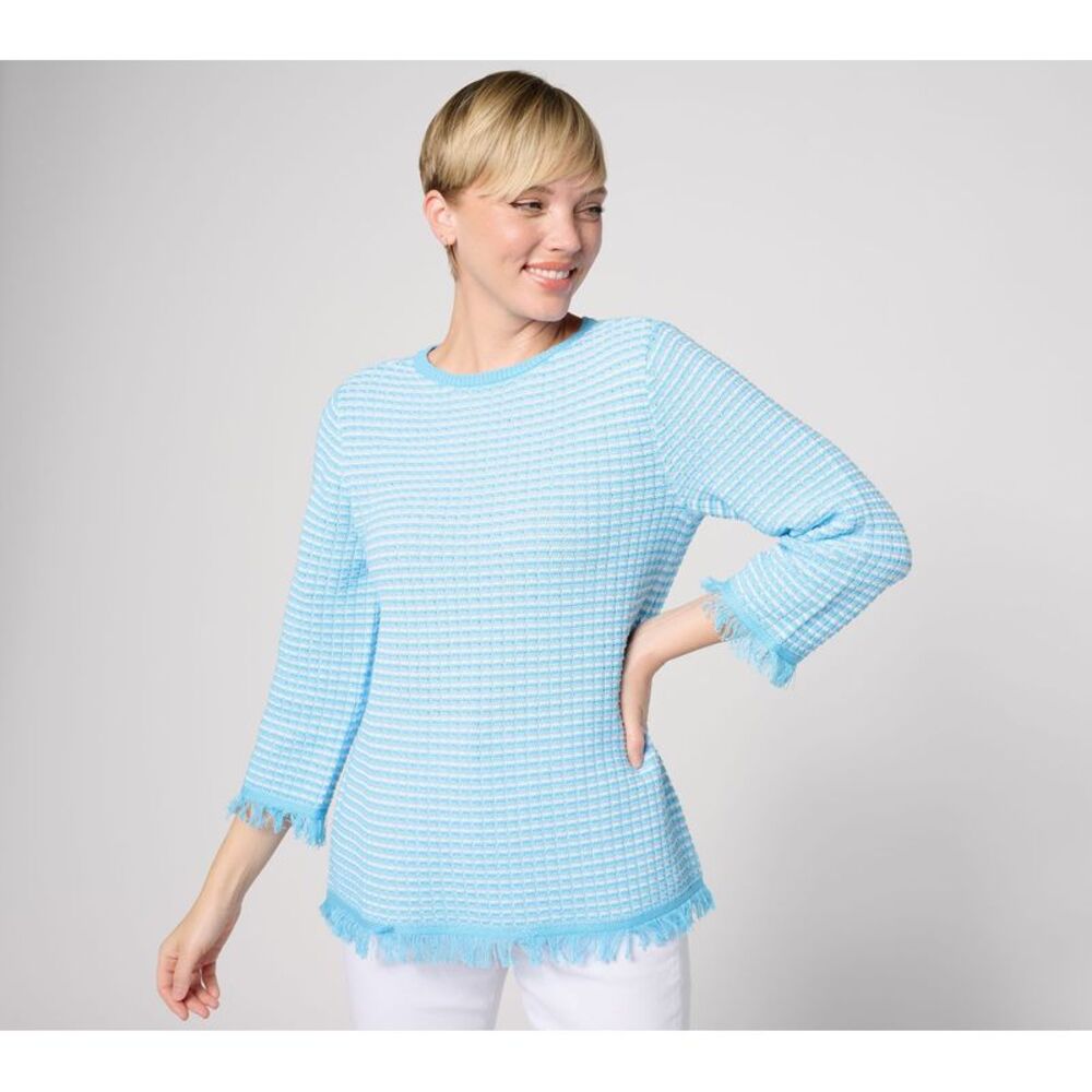 Joan Rivers Classics Collection Women's Top Sweater Sz L Carpet Blue A640684